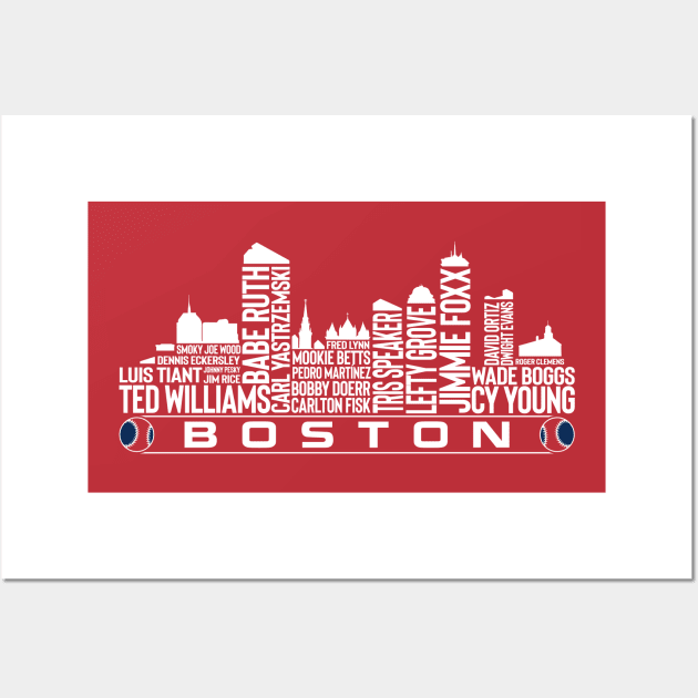Boston Baseball Team All Time Legends, Boston City Skyline Wall Art by Legend Skyline